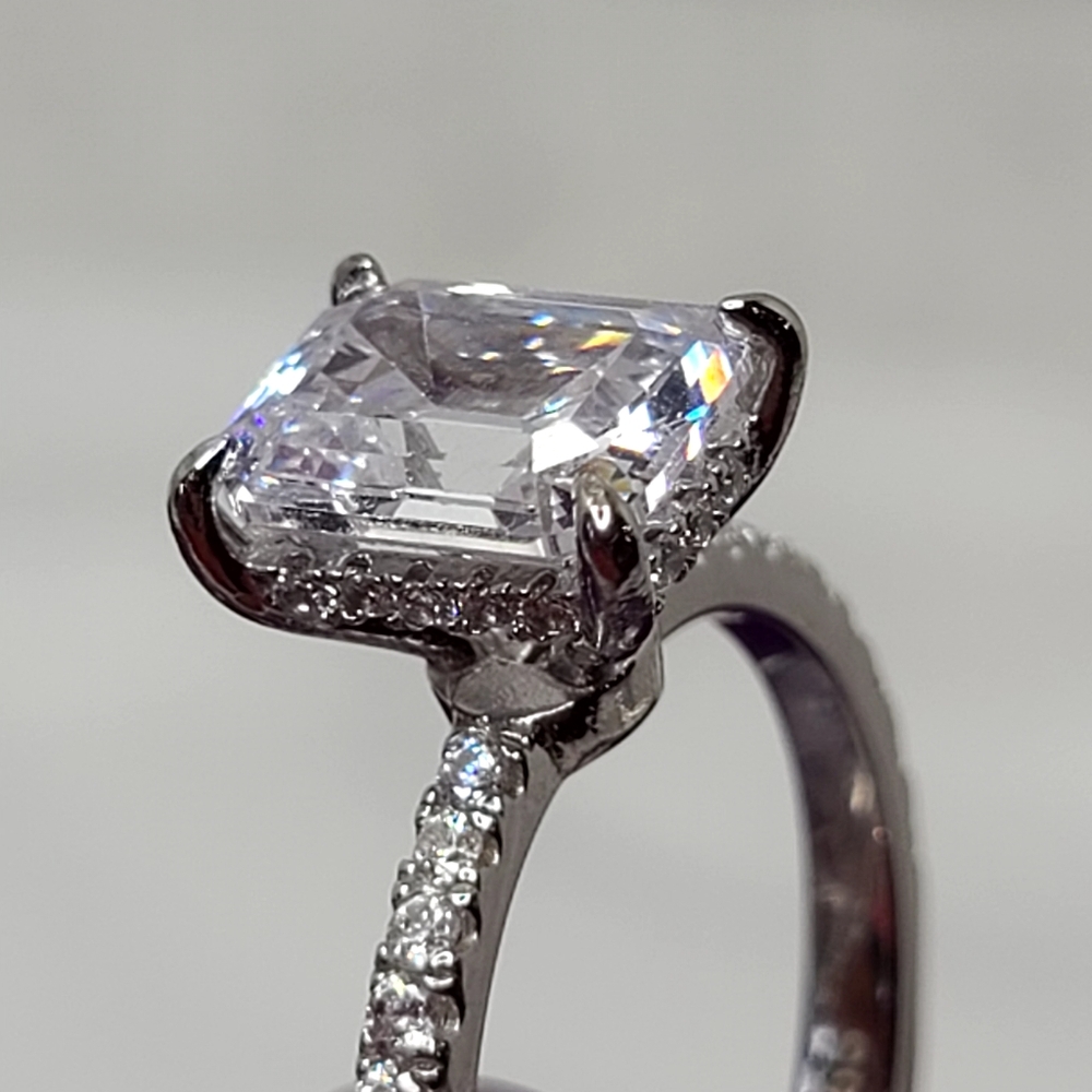 Emerald Cut Sterling Silver Ring - image 4